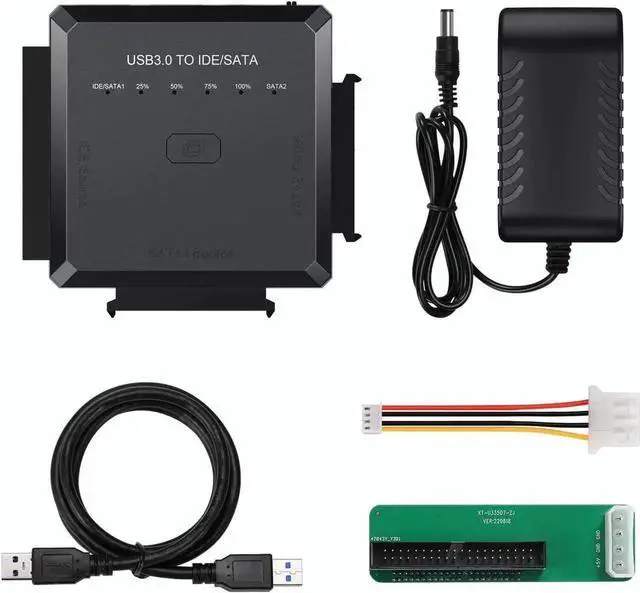 Alt view image 5 of 7 - Upgraded SATA IDE to USB 3.0 Hard Drive Reader Adapter with One-Click Backup & LED Indicator, External Converter for 2.5/3.5 Inch HDD SSD, Comes with 12V 2A Power Supply