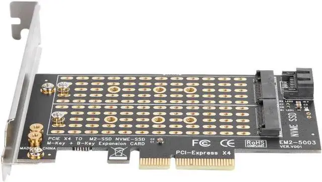 Alt view image 3 of 5 - M.2 M+B Key to PCIe 3.0 X4 Expansion Card, Dual Protocol NVMe & SATA NGFF SSD PCI-E Adapter Converter, Desktop PC Household Storage Accessory