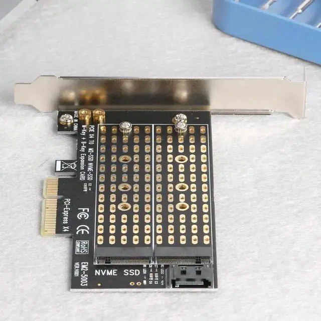 Alt view image 5 of 5 - M.2 M+B Key to PCIe 3.0 X4 Expansion Card, Dual Protocol NVMe & SATA NGFF SSD PCI-E Adapter Converter, Desktop PC Household Storage Accessory