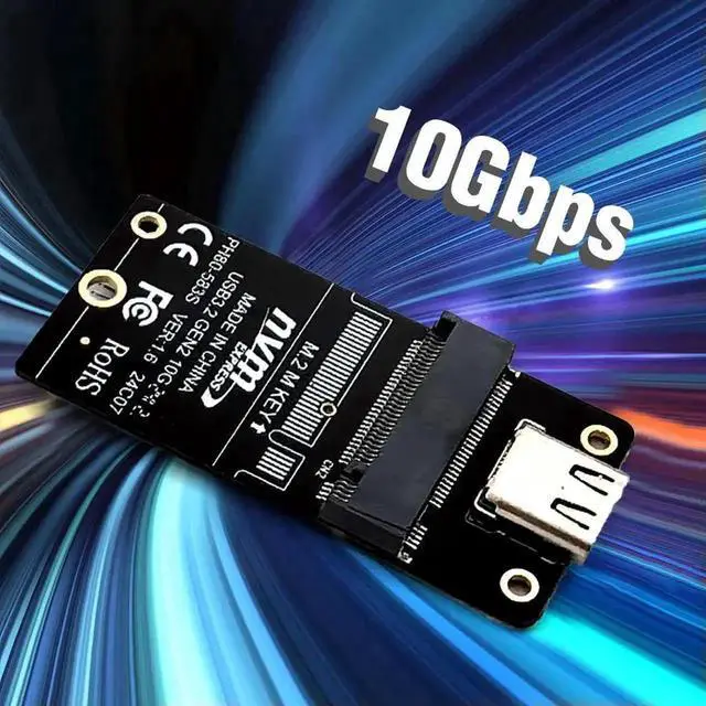 Alt view image 2 of 3 - M.2 NVMe to USB3.2 Gen2 Type-C Adapter Board, 10Gbps Portable SSD Enclosure Converter Card, Supports 2230/2242/2260/2280 M-Key NGFF Solid State Drives