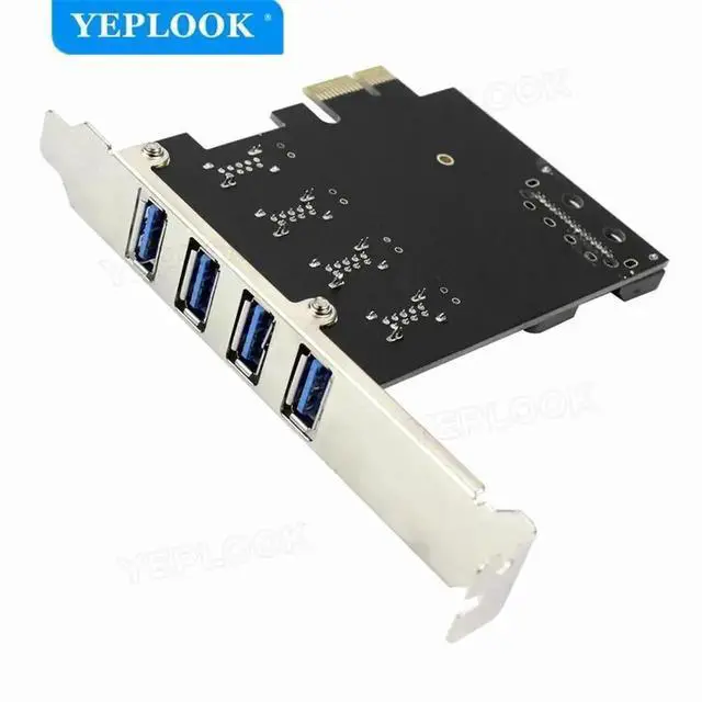 Alt view image 2 of 5 - PCIe X1 4-Port USB3.0 5Gbps Expansion Card with SATA Power Connector, Compatible with PCIe X1/X4/X8/X16 Slots, Equipped with 8CM Low Profile Short Bracket for Desktop PC