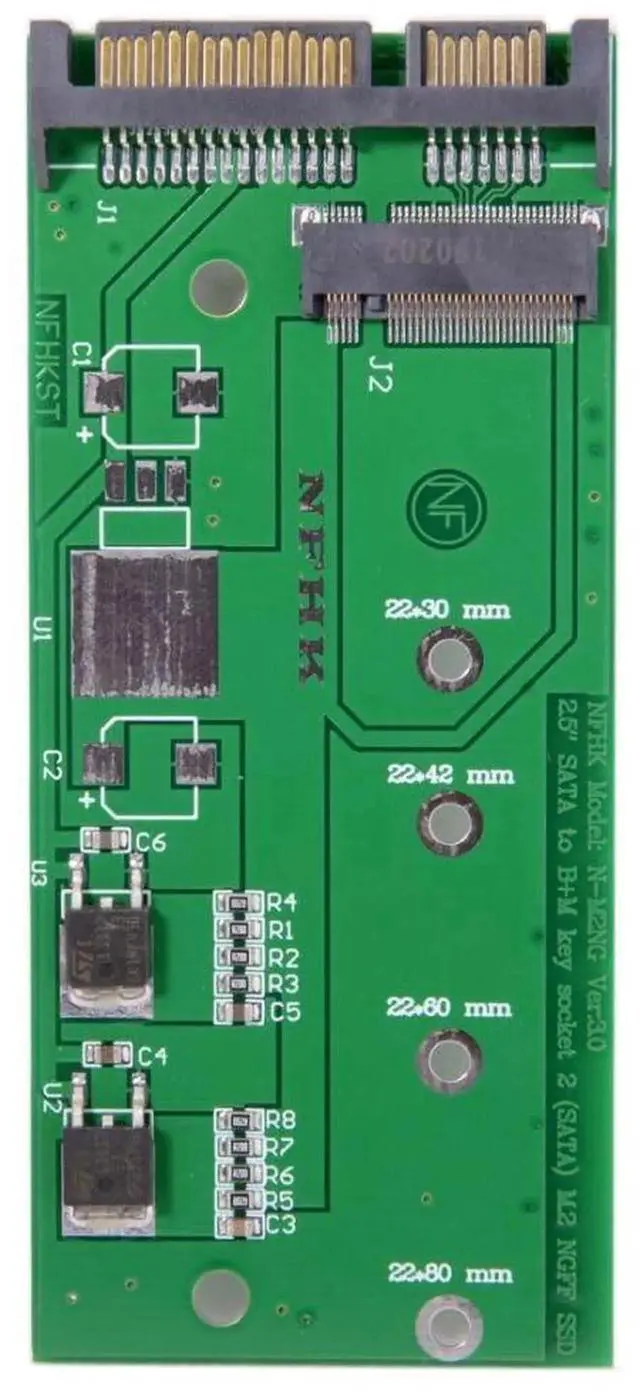 Alt view image 4 of 6 - M.2 NGFF B/M Key SATA SSD to 2.5 Inch SATA PCBA Converter Adapter, Only Supports SATA M.2 Drives, Not Compatible with NVMe M-Key SSDs for Desktop Storage Upgrade