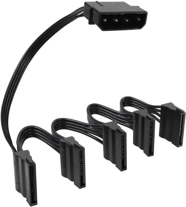 Main image of LP4 4 Pin IDE to 5×15 Pin SATA Power Splitter Cable, 1 LP4 Molex to 5 SATA 15Pin Power Supply Adapter Converter Cord for PC Server Hard Drive HDD SSD