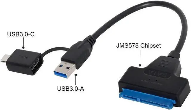 Alt view image 2 of 7 - 2 in 1 SATA to USB 3.0 Adapter Cable, USB 3.0 SATA Hard Drive Reader Converter for 2.5 Inch SATA HDD SSD, External Storage Cable Supports UASP Fast Data Transfer