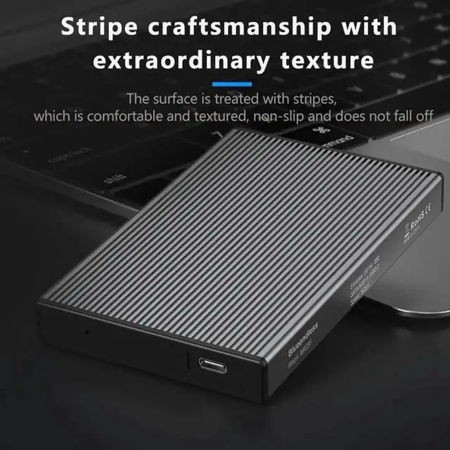 Alt view image 3 of 3 - Tool-Free 2.5 Inch SATA to USB 3.0 Hard Drive Enclosure, Portable External 2.5" HDD SSD Storage Case with Built-in USB3.0 SATA Adapter