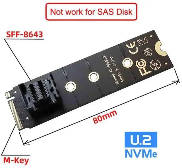 Alt view image 6 of 7 - U.2 SFF-8639 Adapter Kit, M.2 NVMe PCIe 4.0 SSD to SFF-8643 Mini SAS HD Converter, 22x80mm M-Key M.2 Card for Intel SSD 750 P3600 P3700 Enterprise U.2 Drives