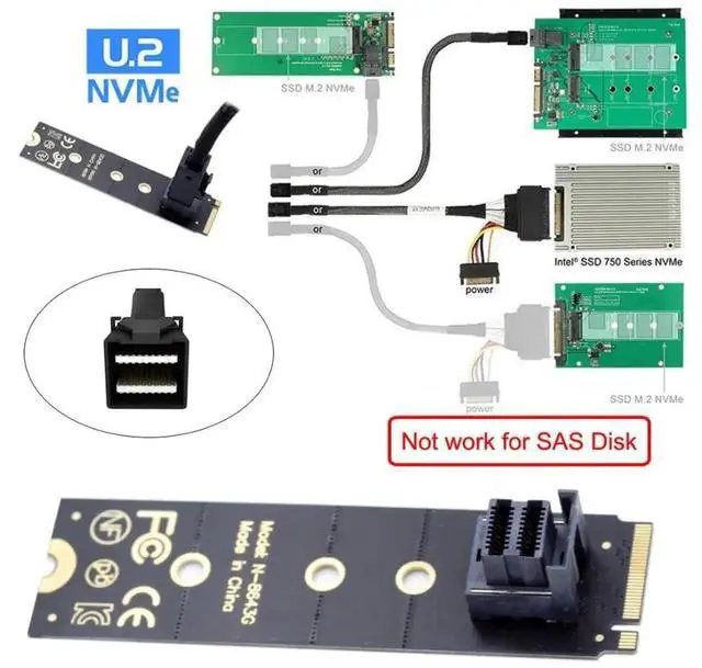 Alt view image 4 of 7 - U.2 SFF-8639 Adapter Kit, M.2 NVMe PCIe 4.0 SSD to SFF-8643 Mini SAS HD Converter, 22x80mm M-Key M.2 Card for Intel SSD 750 P3600 P3700 Enterprise U.2 Drives