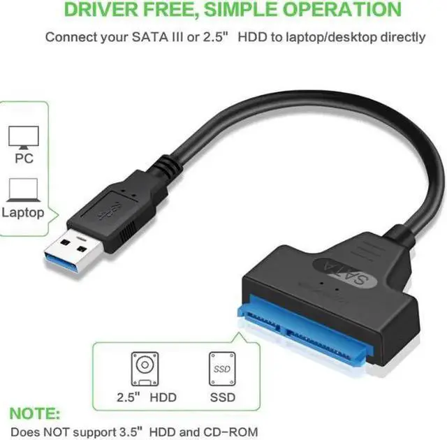 Alt view image 6 of 7 - SATA III to USB 3.0 Adapter Cable, High Speed SATA Hard Drive Converter for 2.5 Inch SATA HDD & SSD, UASP Protocol Supported External Storage Connector