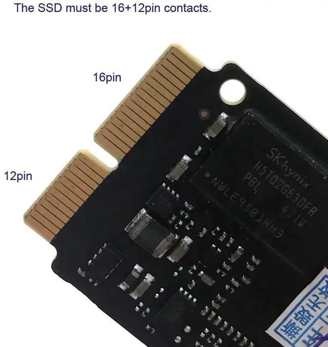 Alt view image 7 of 7 - 12+16 Pin Apple Mac SSD to M.2 NVMe NGFF M-Key Adapter Card, Convert Original 2013-2015 MacBook A1493 A1502 A1465 A1466 Proprietary SSD to Desktop Motherboard M.2 NVMe Slot for Data Recovery & Storage