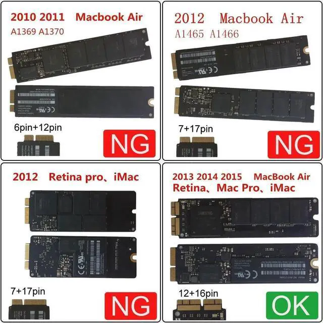 Alt view image 2 of 7 - 12+16 Pin Apple Mac SSD to M.2 NVMe NGFF M-Key Adapter Card, Convert Original 2013-2015 MacBook A1493 A1502 A1465 A1466 Proprietary SSD to Desktop Motherboard M.2 NVMe Slot for Data Recovery & Storage