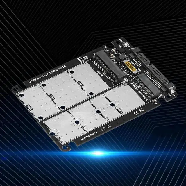 Alt view image 2 of 3 - 2-in-1 Combo M.2 NGFF & mSATA to SATA 3.0 Adapter Card, Convert M.2 B-Key NGFF SSD or mSATA SSD to Standard SATA III Port for Desktop & Laptop Storage Upgrade