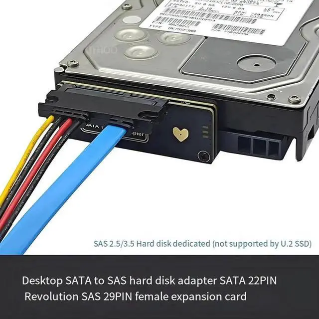 Alt view image 2 of 4 - SATA 3.0 to SAS HDD Adapter Card, 6Gbps 22Pin SATA to 29Pin SAS Converter for 2.5/3.5 Inch SAS Hard Drives & SSDs