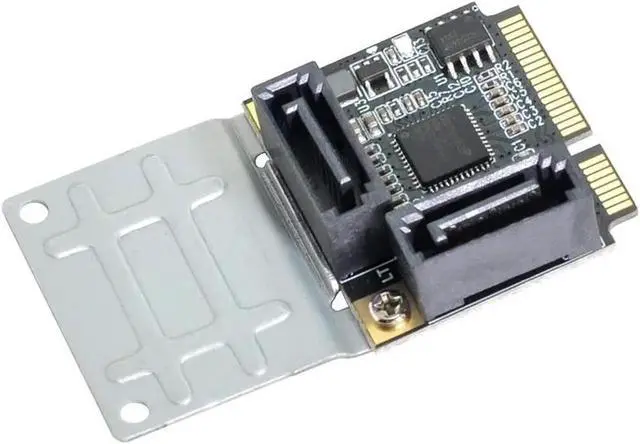 Alt view image 6 of 6 - Half Size Mini PCIe to 2-Port SATA III Expansion Card, Low Profile Dual SATA 3.0 6Gbps Controller Adapter for HDD SSD DVD ROM, Equipped with Full-Size Mount Bracket