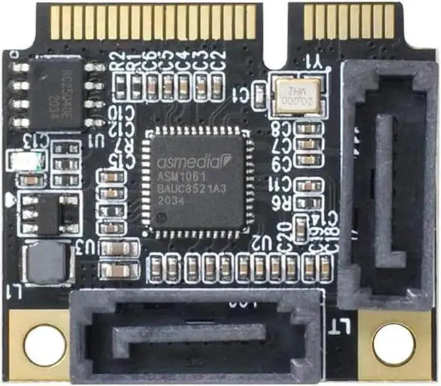 Alt view image 2 of 6 - Half Size Mini PCIe to 2-Port SATA III Expansion Card, Low Profile Dual SATA 3.0 6Gbps Controller Adapter for HDD SSD DVD ROM, Equipped with Full-Size Mount Bracket