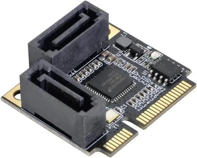 Alt view image 5 of 6 - Half Size Mini PCIe to 2-Port SATA III Expansion Card, Low Profile Dual SATA 3.0 6Gbps Controller Adapter for HDD SSD DVD ROM, Equipped with Full-Size Mount Bracket