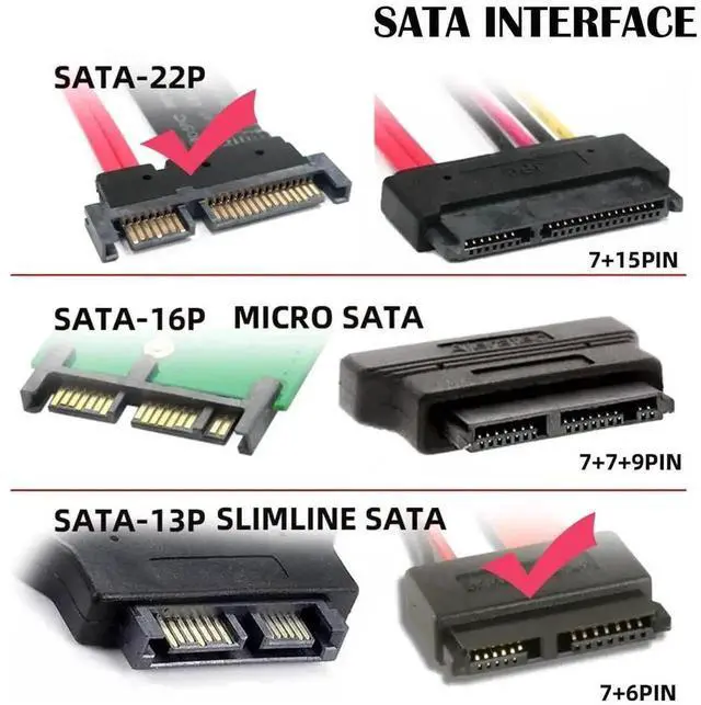 Alt view image 3 of 6 - Standard SATA 22Pin Male to Slimline SATA 13Pin Female Adapter Converter, Slim SATA Power & Data Connector for Notebook Optical Drives