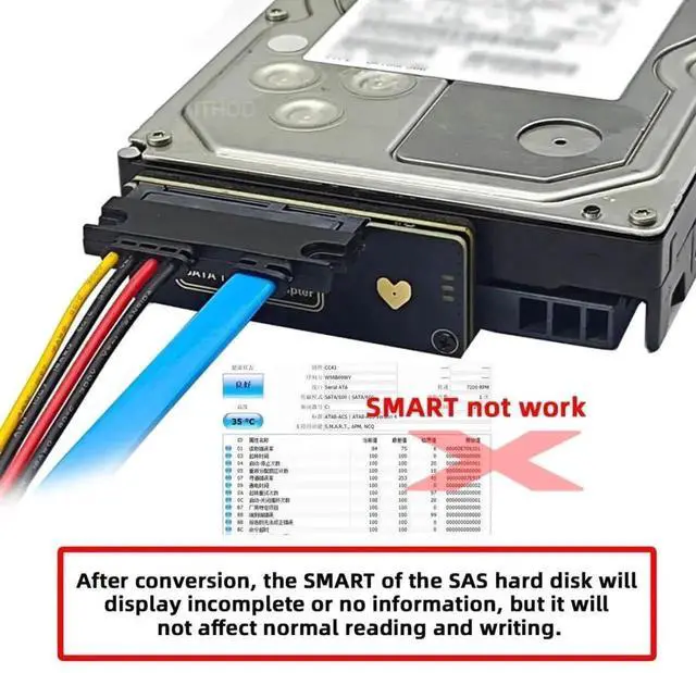 Alt view image 2 of 7 - SATA to SFF-8482 SAS Adapter Converter, Connect 2.5/3.5 Inch SAS Hard Drives to Standard Motherboard SATA Ports