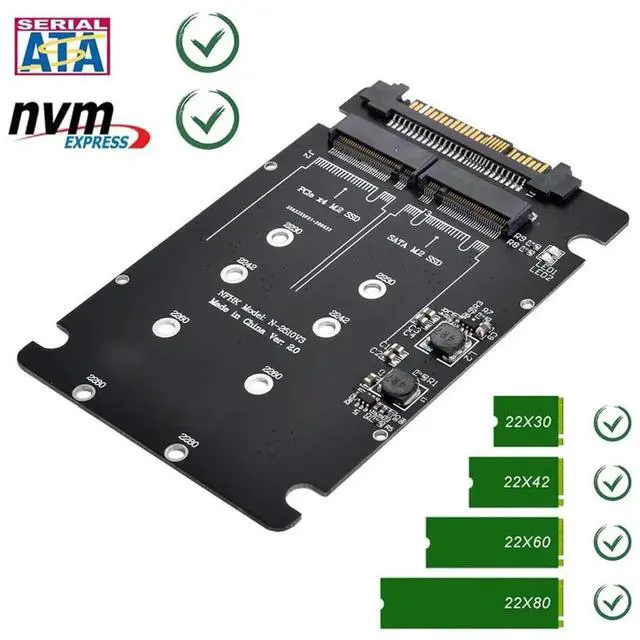 Alt view image 6 of 7 - SFF-8639 U.2 NVMe to Combo NGFF M.2 M-Key Dual Protocol Adapter, PCIe & SATA M.2 SSD Converter Compatible with Intel 750, P3600, P3700 Enterprise U.2 SSD for Motherboard Storage Replacement