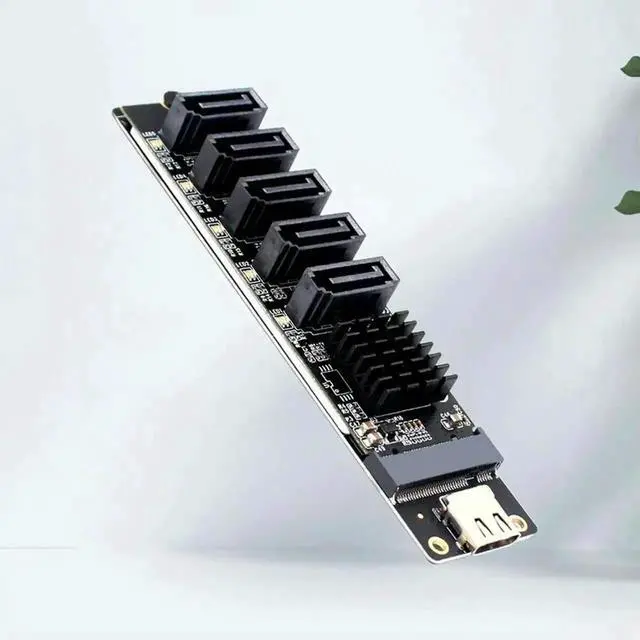 Alt view image 3 of 4 - USB Type-C to 5-Port SATA 3.0 Expansion Riser Card, 6Gbps SATA Converter with JM575 & JMS580 Dual Chips, Plug and Play External Storage Adapter