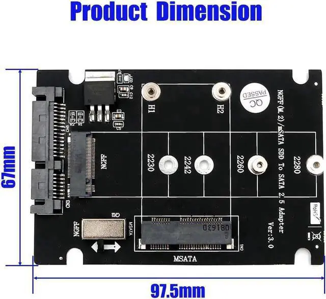 Alt view image 3 of 4 - USB to mSATA & NGFF M.2 SATA SSD Combo Adapter Card, Dual-Drive USB SATA Converter Cable for Desktop & PC Storage Access
