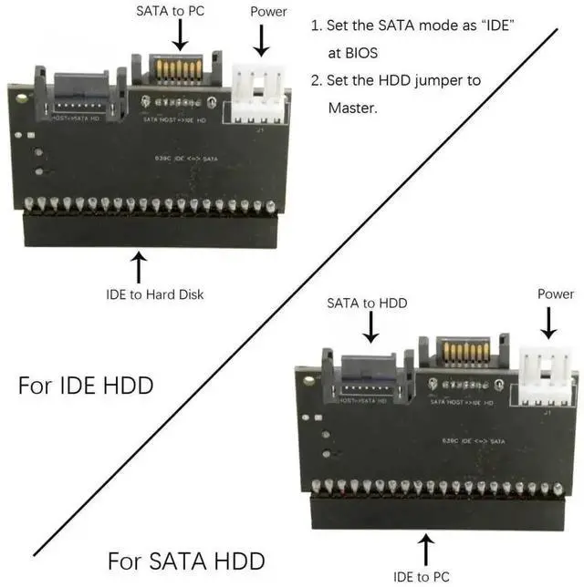 Alt view image 6 of 7 - IDE PATA 100/133 to Dual 7Pin SATA Bidirectional Adapter Converter Card, Reversible Interface Board for HDD Storage Upgrade