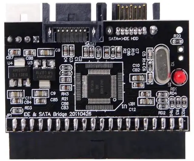 Alt view image 5 of 7 - IDE PATA 100/133 to Dual 7Pin SATA Bidirectional Adapter Converter Card, Reversible Interface Board for HDD Storage Upgrade