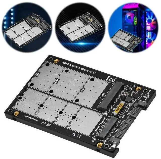 Alt view image 2 of 3 - 2-in-1 Combo mSATA & M.2 NGFF SATA SSD to SATA 3.0 Adapter Enclosure, Dual-Function SATA Converter Case for Desktop & Laptop Storage Upgrade