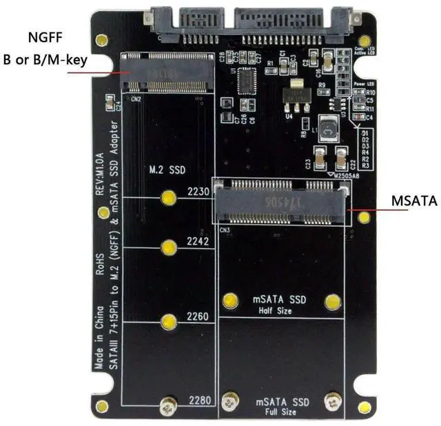 Alt view image 5 of 6 - 2 in 1 Combo Enclosure, M.2 NGFF B-key & mSATA SSD to SATA 3.0 6Gbps Adapter Converter Case for PC Laptop Storage Upgrade