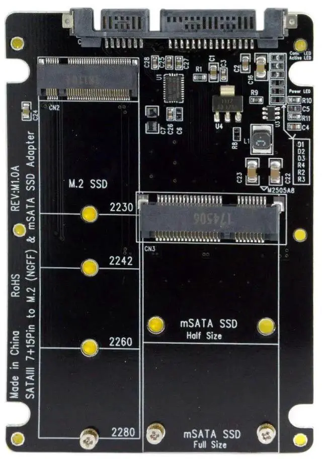 Alt view image 3 of 6 - 2 in 1 Combo Enclosure, M.2 NGFF B-key & mSATA SSD to SATA 3.0 6Gbps Adapter Converter Case for PC Laptop Storage Upgrade