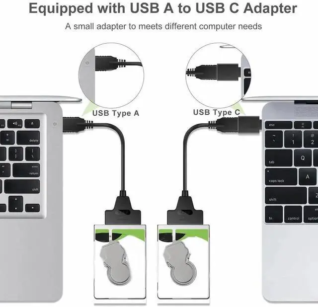 Alt view image 7 of 7 - Black SATA to USB 3.0 Adapter Cable with UASP Protocol, Portable External Hard Drive Converter for 2.5 Inch SATA HDD & SSD Fast Data Transfer