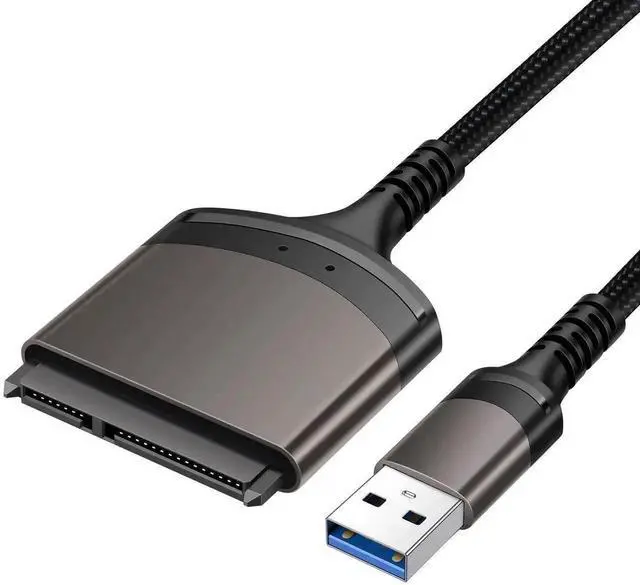 Main image of USB 3.0 to SATA III Adapter Cable with Aluminum Shell & Braided Nylon Cord, 9 Inch SATA to USB Converter for 2.5 Inch SATA SSD HDD, UASP Accelerated Fast Data Transfer