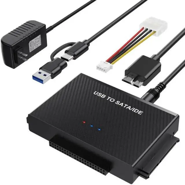 Main image of USB 3.0 Type-C to SATA IDE Hard Drive Reader Adapter Kit, Universal 2.5/3.5 Inch HDD SSD External Converter with 12V/2A Power Supply for Hard Disk Data Recovery