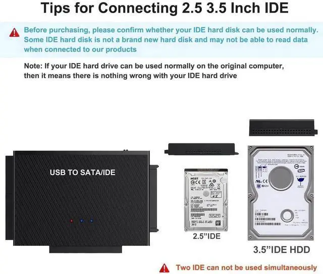 Alt view image 6 of 6 - USB 3.0 Type-C to SATA IDE Hard Drive Reader Adapter Kit, Universal 2.5/3.5 Inch HDD SSD External Converter with 12V/2A Power Supply for Hard Disk Data Recovery