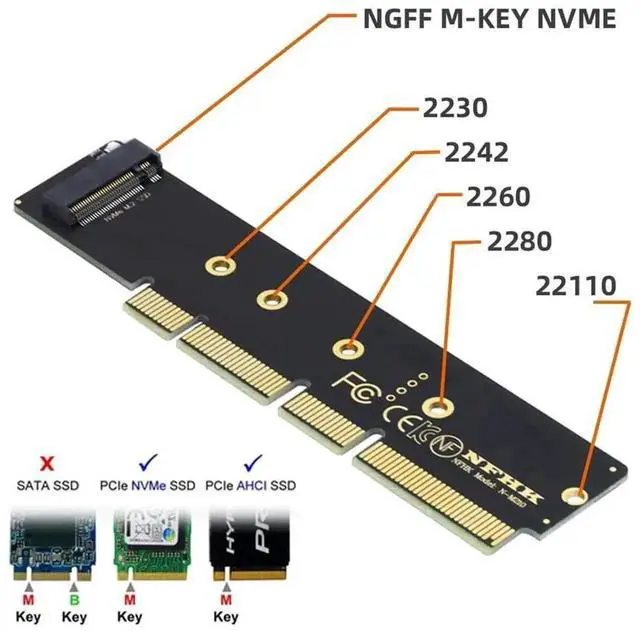 Alt view image 7 of 7 - M.2 NGFF M-Key NVMe AHCI SSD to PCIe 3.0 x4/x8/x16 Riser Adapter Card, Low Profile 3cm Height Support 80/110mm M.2 SSD for 1U Rack Servers & Desktop PC