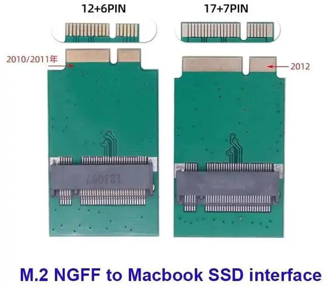 Alt view image 6 of 6 - M.2 NGFF SATA SSD Adapter Card, 6+12Pin for 2010-2011 MacBook Air A1369 A1370 & 7+17Pin for 2012 MacBook Air A1465 A1466, Convert Apple Proprietary SSD Slot to Standard M.2 B/B+M Key for PC Storage Up