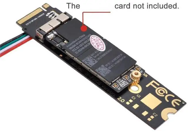 Alt view image 5 of 7 - 6+12 Pin Apple Broadcom WiFi Bluetooth Card to M.2 NGFF Key-M NVMe Adapter Card, Converter for BCM94360CD BCM94360CS BCM943602CS BCM94360CS2 Hackintosh Desktop Motherboard