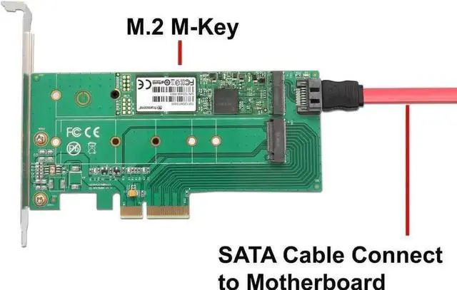 Alt view image 5 of 6 - 2-in-1 M.2 Adapter Card, M-Key NVMe PCIe 2.0 x4 Host Converter + B-Key SATA SSD to SATA Port Expansion Card for Desktop Motherboard Storage Upgrade