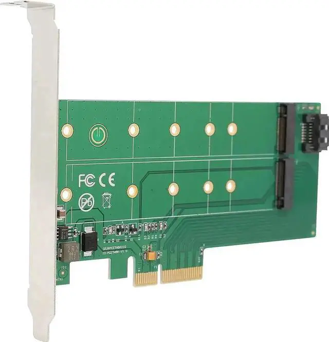 Alt view image 3 of 6 - 2-in-1 M.2 Adapter Card, M-Key NVMe PCIe 2.0 x4 Host Converter + B-Key SATA SSD to SATA Port Expansion Card for Desktop Motherboard Storage Upgrade