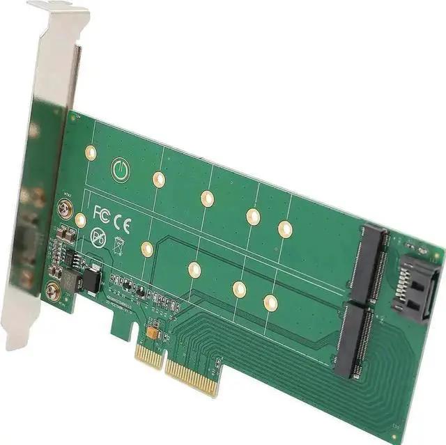 Alt view image 4 of 6 - 2-in-1 M.2 Adapter Card, M-Key NVMe PCIe 2.0 x4 Host Converter + B-Key SATA SSD to SATA Port Expansion Card for Desktop Motherboard Storage Upgrade