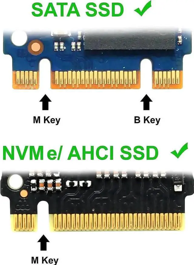 Alt view image 2 of 6 - 2-in-1 M.2 Adapter Card, M-Key NVMe PCIe 2.0 x4 Host Converter + B-Key SATA SSD to SATA Port Expansion Card for Desktop Motherboard Storage Upgrade