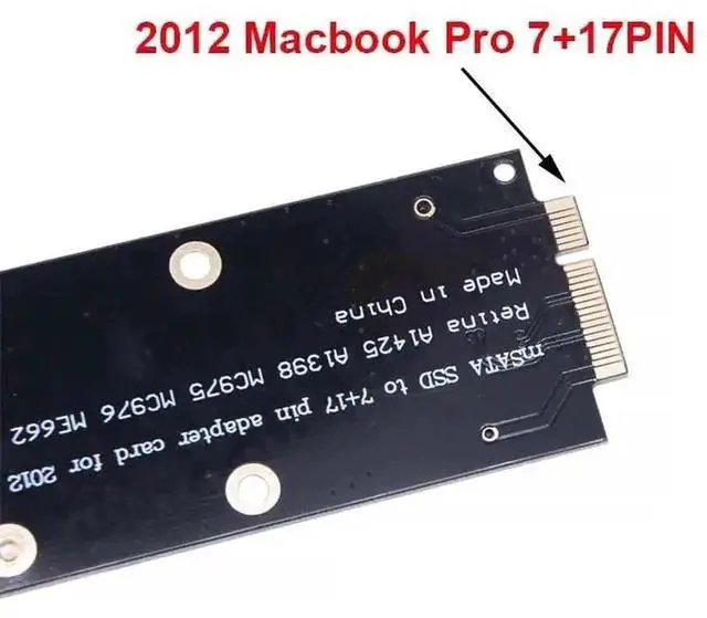 Alt view image 3 of 6 - 7+17Pin M.2 NGFF mSATA SSD Converter Adapter Card, Storage Upgrade Board for 2012 & Early 2013 MacBook Pro Retina A1425 A1398 MC975 MC976 MD212 MD213 ME662 ME664 ME665