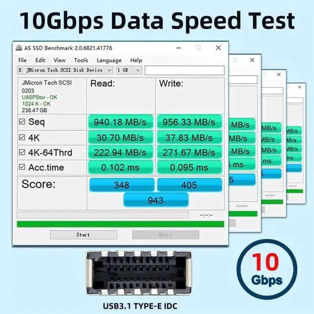 Alt view image 6 of 7 - 10Gbps M.2 M-Key NVMe PCIe to Dual USB 3.1 Gen2 Type-E Front Panel Header Adapter Card, ASM3142 Controller 20Pin Type-E Expansion Board for Desktop Motherboard Front USB-C Port Upgrade