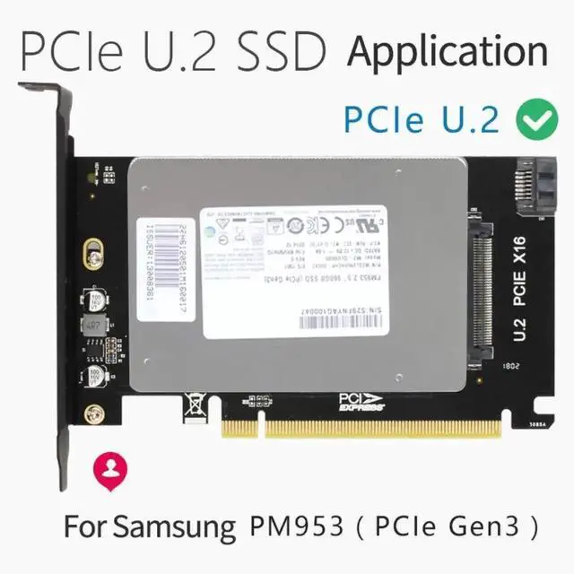 Alt view image 6 of 7 - PCIe 3.0 x16 U.2 SFF-8639 Adapter Card, NVMe & SATA U.2 SSD PCIe Expansion Card for 2.5 Inch Intel U.2 SSD Samsung PM953 Enterprise Storage Upgrade