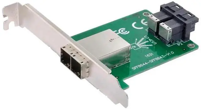 Alt view image 6 of 7 - Mini SAS HD SFF-8644 to Dual SFF-8643 Adapter Card with Full Height Bracket, External SFF8644 to Internal 2 Port SFF8643 Mini SAS Server Data Converter for Storage RAID Card
