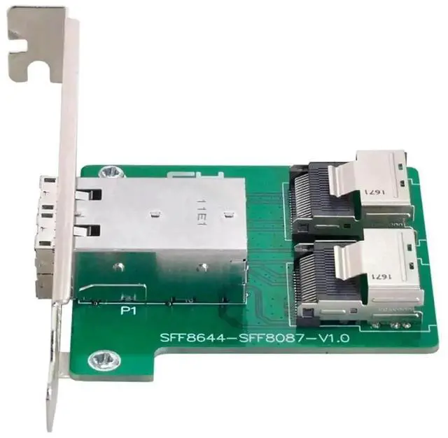 Alt view image 5 of 7 - External Mini SAS HD SFF-8644 to Dual Internal SFF-8087 Adapter Card with Full Height Bracket, Mini SAS 2 Server RAID Storage Signal Converter for HDD SSD Array Expansion