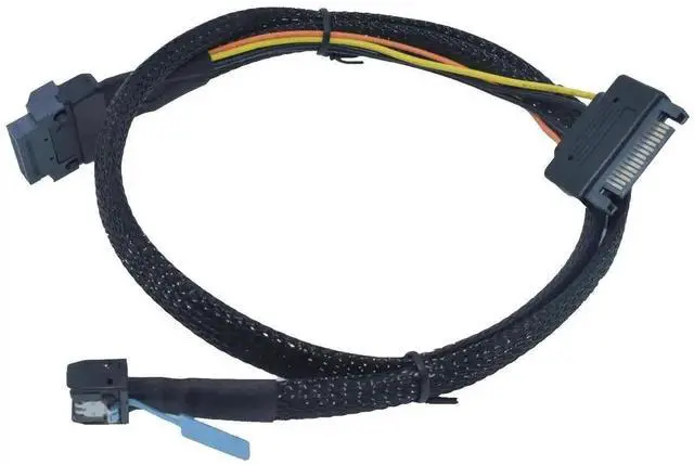 Alt view image 3 of 5 - PCIe 5.0 MCIO x4 (SFF-TA-1016) to EDSFF 1C Data Cable with 15Pin SATA Power, 1.6FT/50CM High Speed NVMe Cable Compatible with E1.S E1.L E3.S E3.L EDSFF SSD for Server Storage Expansion