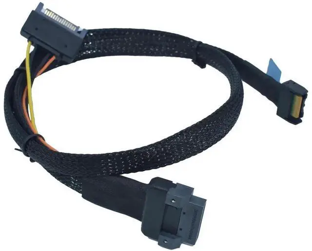 Alt view image 4 of 5 - PCIe 5.0 MCIO x4 (SFF-TA-1016) to EDSFF 1C Data Cable with 15Pin SATA Power, 1.6FT/50CM High Speed NVMe Cable Compatible with E1.S E1.L E3.S E3.L EDSFF SSD for Server Storage Expansion