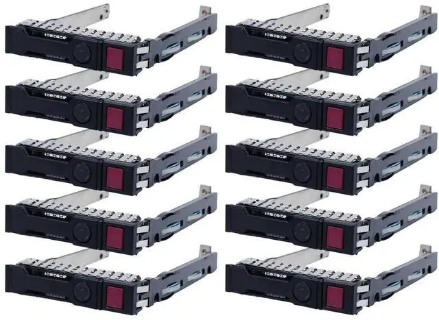 Main image of 10-Pack 2.5" SSD Hard Drive Tray Caddy 651687-001 651699-001 Hard Disk Bracket Compatible with HP Proliant Gen8 Gen9 DL380 DL380p DL560 ML310e ML350e ML350p DL120 DL160 DL350 DL360 Servers