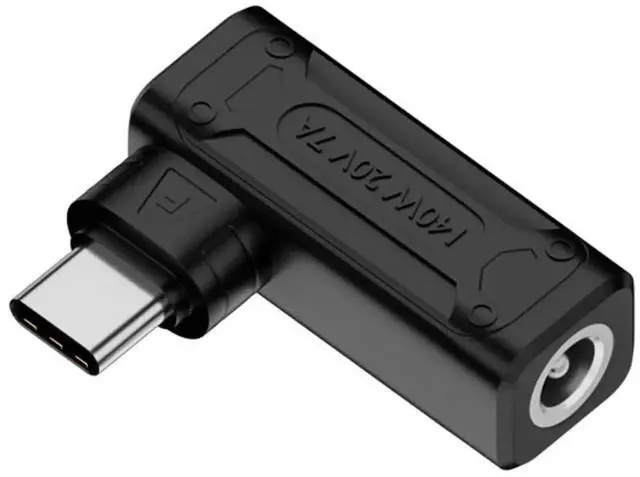 Main image of 140W 90 Degree Angled DC 5.5x2.5mm to USB-C PD Charging Adapter, 100W Max DC Input to Type-C Power Converter Plug for Laptops, Phones & Tablets