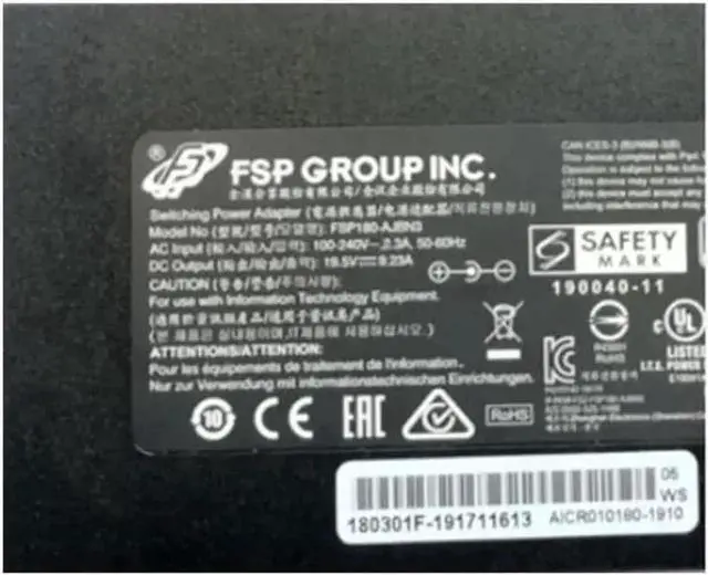 Alt view image 3 of 4 - FSP FSP180-AJBN3 180W Laptop AC Charger, 19.5V 9.23A Power Adapter with 5.5x2.5mm DC Tip Compatible with MAG-15, XNE15E19, EG-LP5-BK Gaming Notebooks